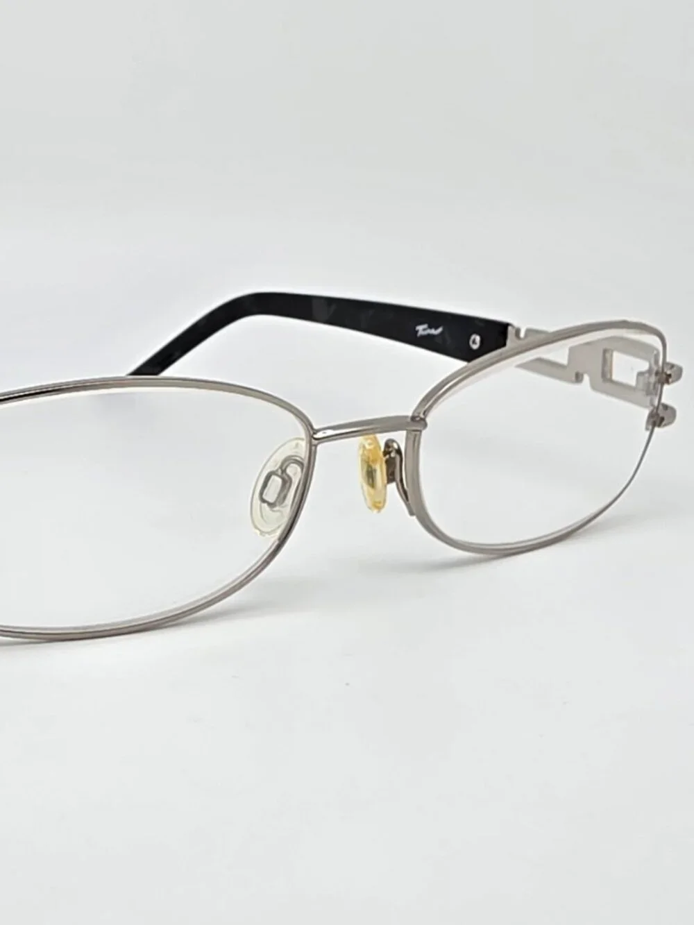 Tura TE202 Silver Black Tortoise Rhinestone Eyeglasses Frame Japan 54-17-135